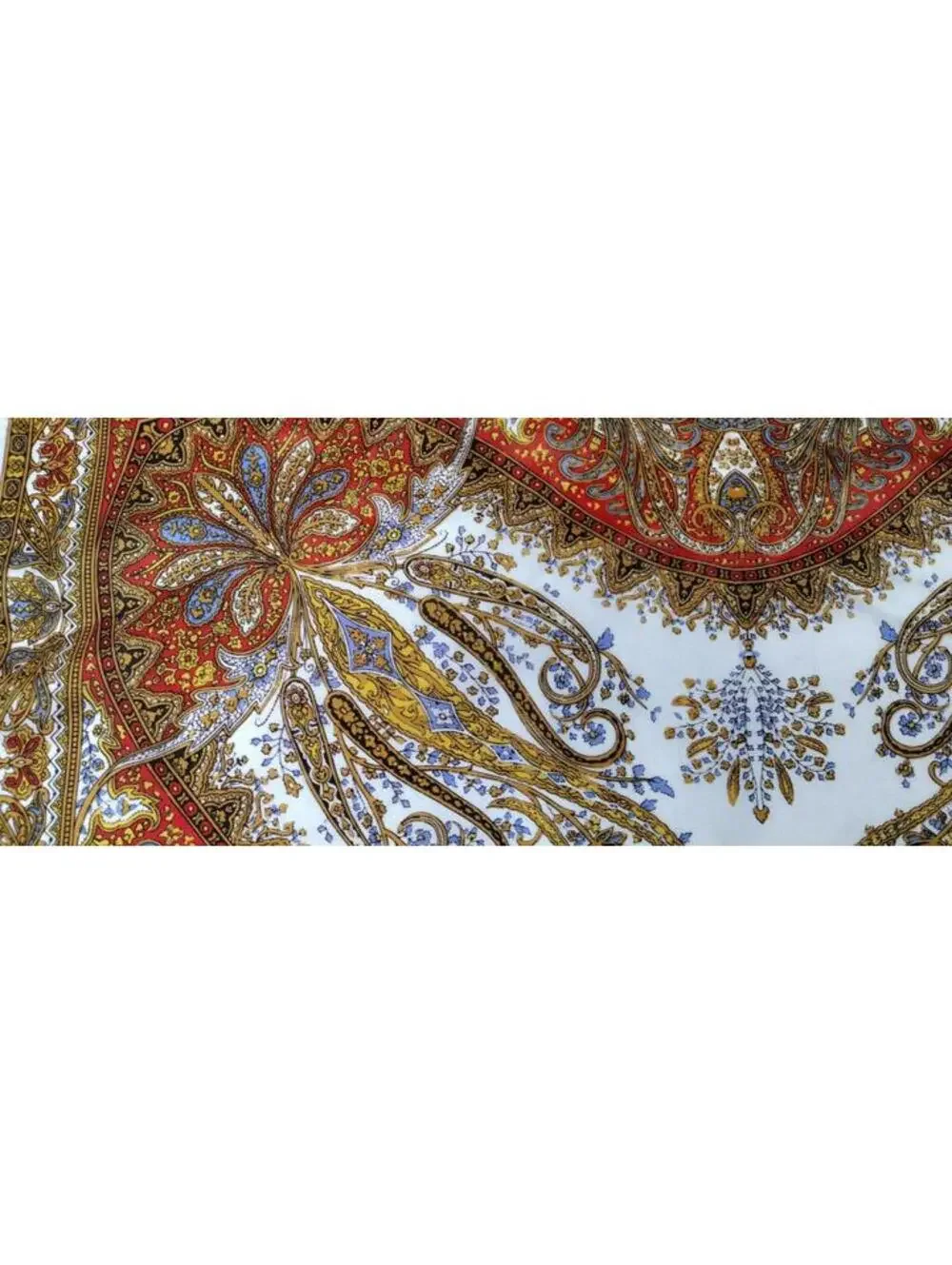 Vintage 1970s Satin Scarf Paisley Brown Boho R. J. SINGER Tapestry Print JAPAN